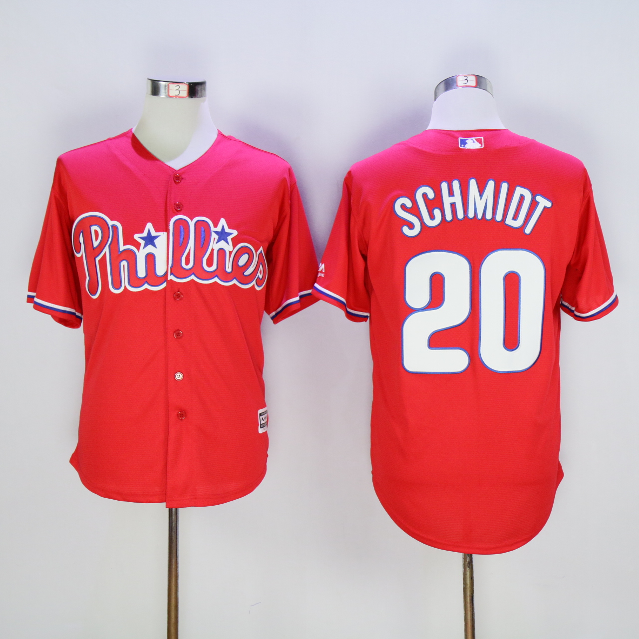 Men Philadelphia Phillies #20 Schmidt Red Throwback MLB Jerseys